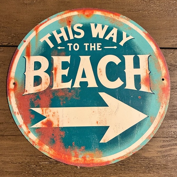 Other - This Way to the Beach Vintage-Style Coastal Metal Sign – Sun, Sand & Sass! NEW